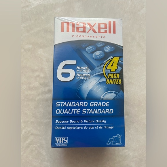 Maxell Standard Grade VHS Videocassette. Sealed 4 Pack - Picture 1 of 4
